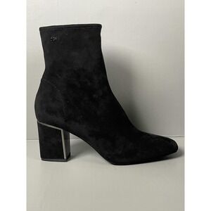 DKNY Boots Womens Size 9.5 Black Caleena Heeled Boot Ankle Block Heel Suede